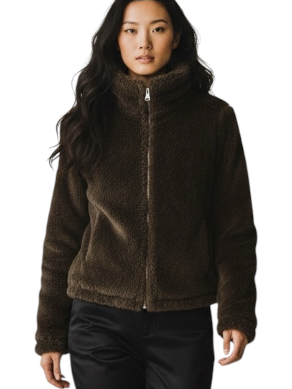 Magaschoni Dark Brown Faux Fur Teddy Bear Coat Jacket NWOT Size XS MobWife Glam